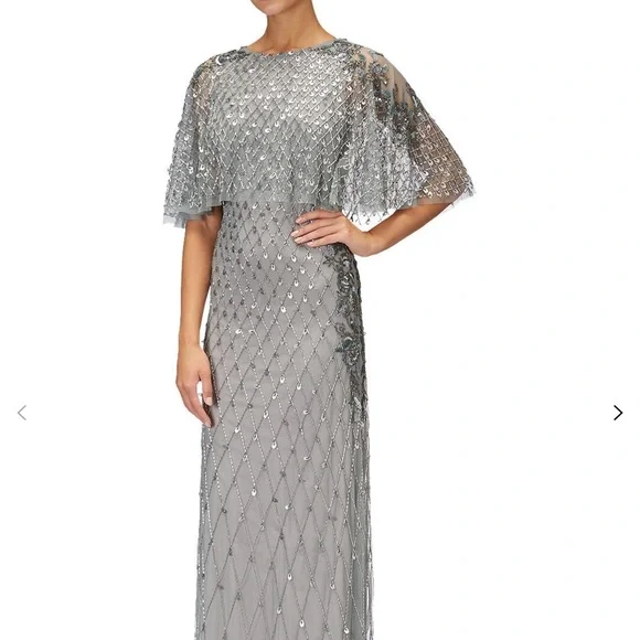 Brand new Adrianna Papell embroidered capelet gown